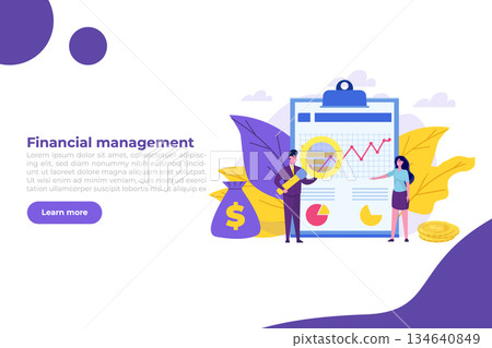 Money stories. Financial management concept.  Financial examiner. Vector illustration. 134640849