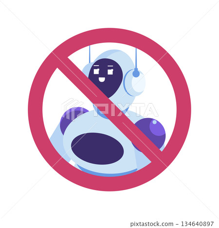 No robots sign. Vector illustrations. No robots sign. Vector illustrations. 134640897
