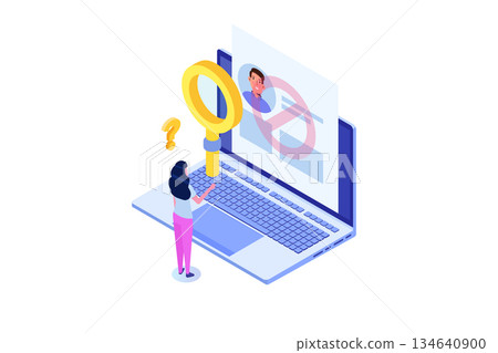 No user found concept. Isometric Vector illustrations for banner, website, landing page, flyer. 134640900