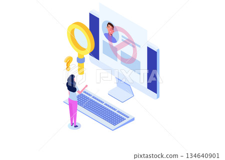 No user found concept. Isometric Vector illustrations for banner, website, landing page, flyer. No user found concept. Isometric Vector illustrations for banner, website, landing page, flyer. 134640901