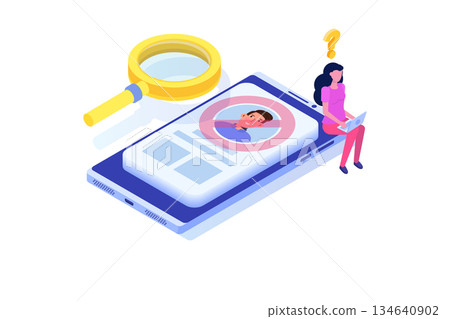 No user found concept. Isometric Vector illustrations for banner, website, landing page, flyer. No user found concept. Isometric Vector illustrations for banner, website, landing page, flyer. 134640902