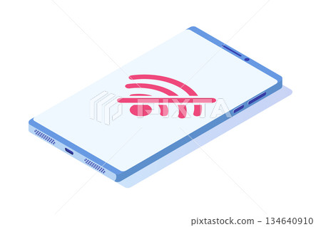 No wifi on smartphone vector isometric icon. Bad internet connection sign. 134640910