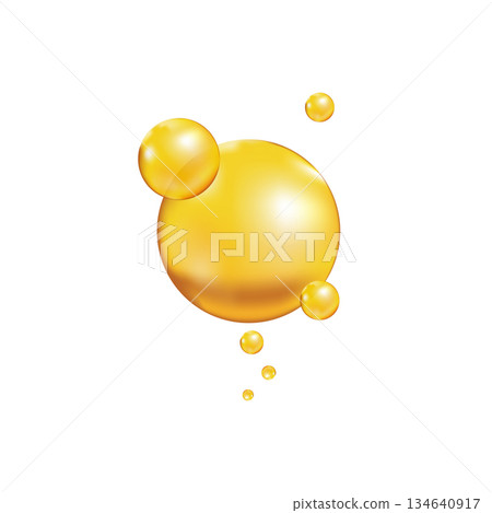 Omega 3, 6, 9 acids drops gold icon. Polyunsaturated fatty. Nutrition skin care design and Beauty treatment. Vector illustration. Omega 3, 6, 9 acids drops gold icon. Polyunsaturated fatty. Nutrition skin care design and Beauty treatment. Vector illustration. 134640917