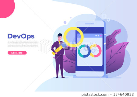 Devops concept. Application development, building. API prototyping, programming and testing. Vector illustration Devops concept. Application development, building. API prototyping, programming and testing. Vector illustration 134640938