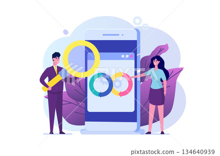Devops concept. Application development, building. API prototyping, programming and testing. Vector illustration Devops concept. Application development, building. API prototyping, programming and testing. Vector illustration 134640939