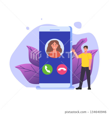 Dial number, connection concept. Flat style Vector illustration. 134640946