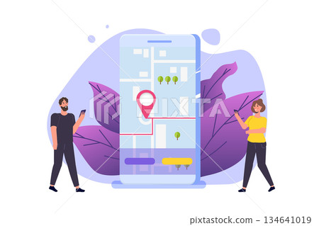 GPS Navigation app, search map concept. Vector illustration. GPS Navigation app, search map concept. Vector illustration. 134641019
