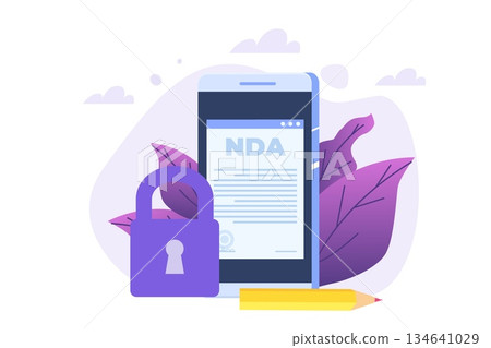 Legal restrictions, non-disclosure agreement contract or NDA icon.Vector illustration. Legal restrictions, non-disclosure agreement contract or NDA icon.Vector illustration. 134641029