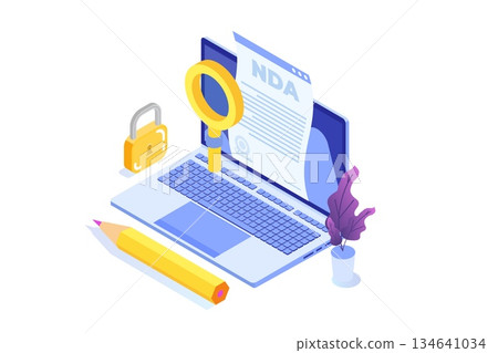 Legal restrictions,  non-disclosure agreement contract or NDA icon. Isometric Vector illustration. 134641034