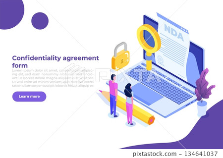 Legal restrictions, non-disclosure agreement contract or NDA icon. Isometric Vector illustration. Legal restrictions, non-disclosure agreement contract or NDA icon. Isometric Vector illustration. 134641037