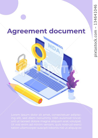 Legal restrictions, non-disclosure agreement contract or NDA concept. Vector illustration Legal restrictions, non-disclosure agreement contract or NDA concept. Vector illustration 134641046