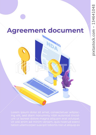 Legal restrictions, non-disclosure agreement contract or NDA concept. Vector illustration Legal restrictions, non-disclosure agreement contract or NDA concept. Vector illustration 134641048