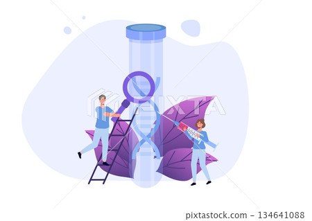 DNA test, Genetic testing, Lab research concept. Vector flat illustration DNA test, Genetic testing, Lab research concept. Vector flat illustration 134641088