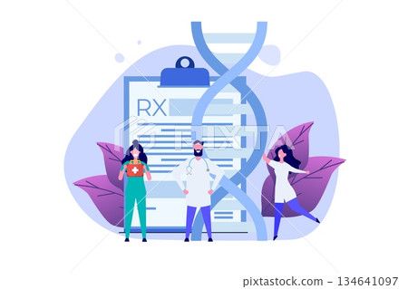 DNA test, Genetic testing, Lab research concept. Vector flat illustration DNA test, Genetic testing, Lab research concept. Vector flat illustration 134641097