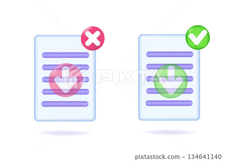 Download completed and file download error icon. 3D vector illustration Download completed and file download error icon. 3D vector illustration 134641140
