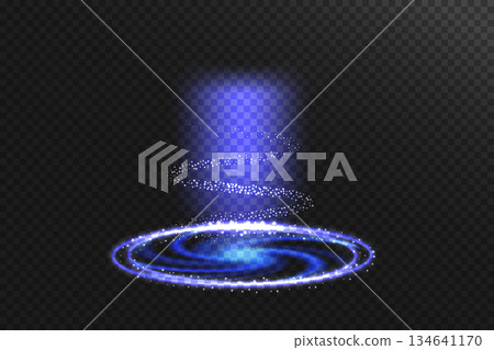 Realistic teleport tunnel, wrap aura effect.  Level up concept. Vector illustration. 134641170