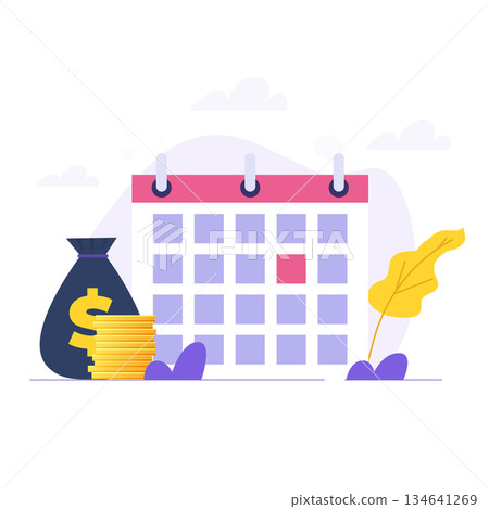 Subscription payment, monthly subscription auto-renewal icon. Vector illustration. 134641269
