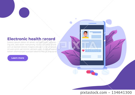 Electronic health record concept. Online healthy electronic check list. Vector illustration. Electronic health record concept. Online healthy electronic check list. Vector illustration. 134641300