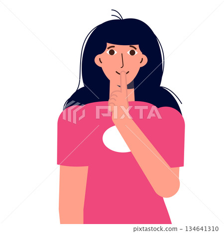 Asks for silence concept. Be silent sign. Vector illustration. Asks for silence concept. Be silent sign. Vector illustration. 134641310