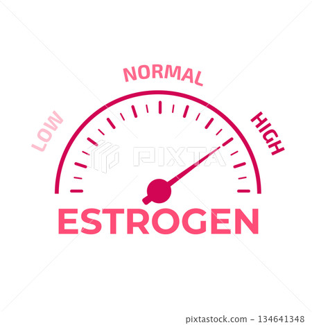Estrogen level meter. Vector illustration. Estrogen level meter. Vector illustration. 134641348