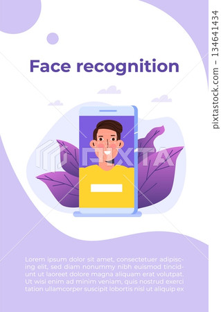 Biometric security identification, face recognition system concept. Vector illustration. 134641434