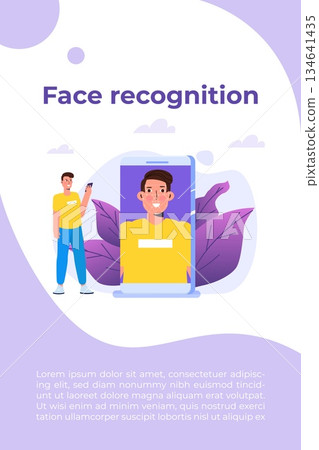 Biometric security identification, face recognition system concept. Vector illustration. 134641435