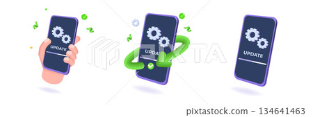 System update flat style concepts set, collection. Vector illustration can use for, landing page, template, web, mobile app, poster, banner. System update flat style concepts set, collection. Vector illustration can use for, landing page, template, web, mobile app, poster, banner. 134641463