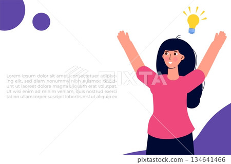 Female find solution, Problem solving concept. Vector illustration Female find solution, Problem solving concept. Vector illustration 134641466