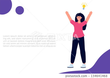 Female find solution, Problem solving concept. Vector illustration Female find solution, Problem solving concept. Vector illustration 134641468