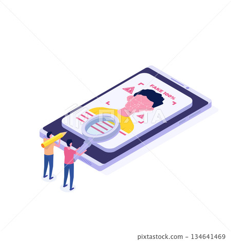 Deepfake, Deep face technology concept. Vector illustration. Deepfake, Deep face technology concept. Vector illustration. 134641469