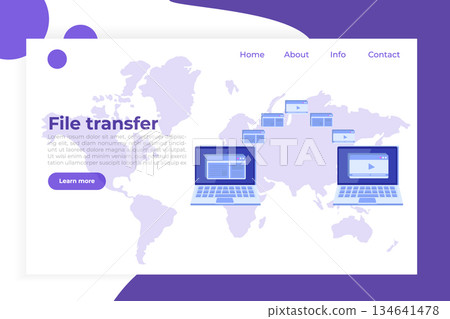 File transfer on notebook  concept.  Could representing syncing. Vector illustration 134641478