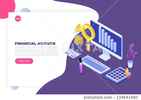Financial advisor or administration isometric concept with characters. Hero images. Vector illustration isolated on white background. 134641480