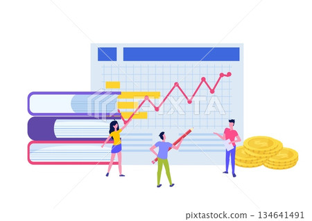 Financial administration, examiner, audit  concept with characters. Company tax and account. Vector illustration 134641491