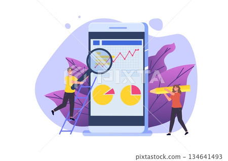 Financial administration, examiner, audit  concept with characters. Company tax and account. Vector illustration 134641493