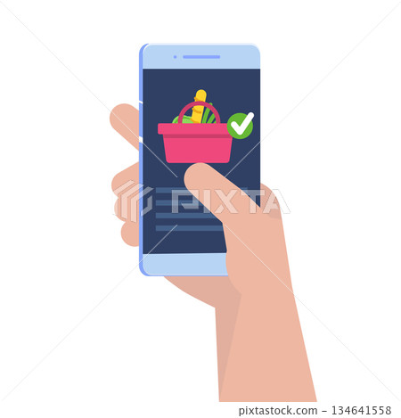 Food delivery concept with smartphone. Vector cartoon illustration Food delivery concept with smartphone. Vector cartoon illustration 134641558