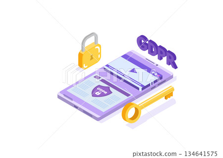 General Data Protection Regulation - GDPR isometric concept. Vector illustration. General Data Protection Regulation - GDPR isometric concept. Vector illustration. 134641575