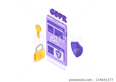 General Data Protection Regulation - GDPR isometric concept. Vector illustration. 134641577