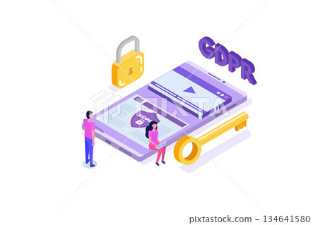 General Data Protection Regulation - GDPR isometric concept. Vector illustration. 134641580