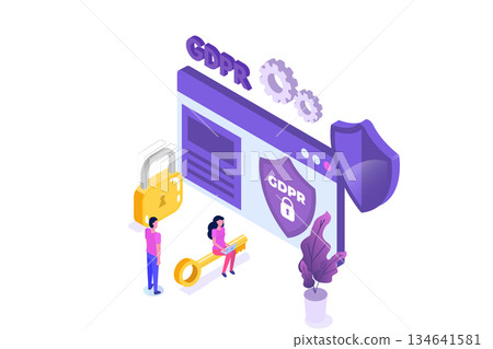 General Data Protection Regulation - GDPR isometric concept. Vector illustration. General Data Protection Regulation - GDPR isometric concept. Vector illustration. 134641581