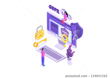 General Data Protection Regulation - GDPR isometric concept. Vector illustration. 134641583