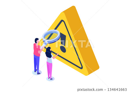 Identification of problems, risk analysis, ways to overcome or resolve problems concept. Vector illustration. 134641663