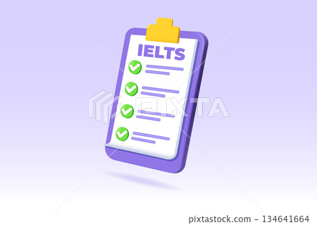 English Proficiency Test and Exam. IELTS International English Language Testing System. Vector illustration. 134641664