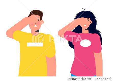 Ignore or avoid concept wiht characters. See no evil . Vector illustration. Ignore or avoid concept wiht characters. See no evil . Vector illustration. 134641672
