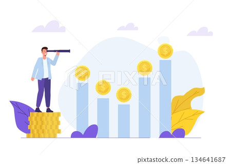 Investment opportunity searching concept. Vector illustration. Investment opportunity searching concept. Vector illustration. 134641687