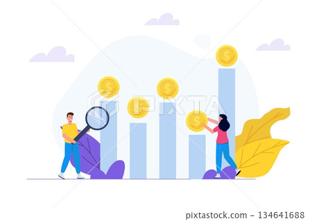 Investment opportunity searching concept. Vector illustration. Investment opportunity searching concept. Vector illustration. 134641688