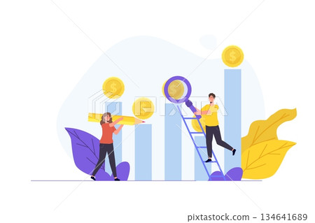 Investment opportunity searching concept. Vector illustration. Investment opportunity searching concept. Vector illustration. 134641689