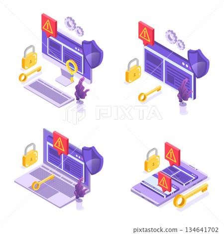 Banned Internet content, internet blocking concept. Ad blocking software. Vector illustration Banned Internet content, internet blocking concept. Ad blocking software. Vector illustration 134641702