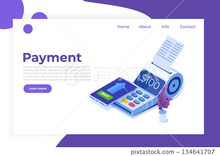 Internet banking,   Digital mobile payment, Isometric pos terminal isometric concept. Vector illustration 134641707