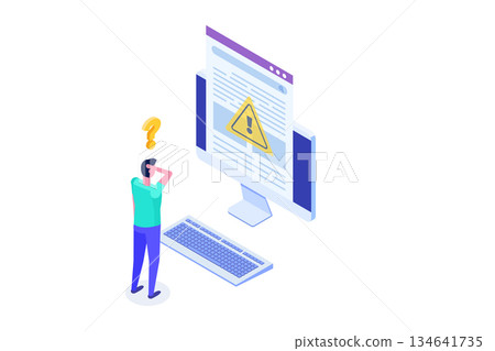 Malicious, suspicious hyperlinks concept. Isometric Vector illustrations for banner, website, landing page, flyer. Malicious, suspicious hyperlinks concept. Isometric Vector illustrations for banner, website, landing page, flyer. 134641735