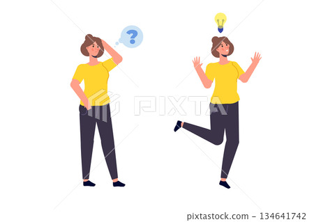Looking answers to questions, FAQ, searching for ideas and solutions concept. Vector illustration. 134641742